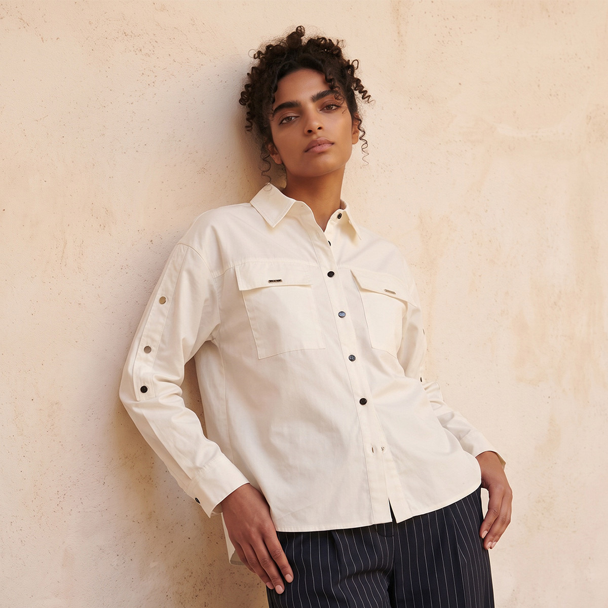 Splash Youth Shirt with Flap Pockets-women-clothing-shirtsandblouses-shirts-image-1