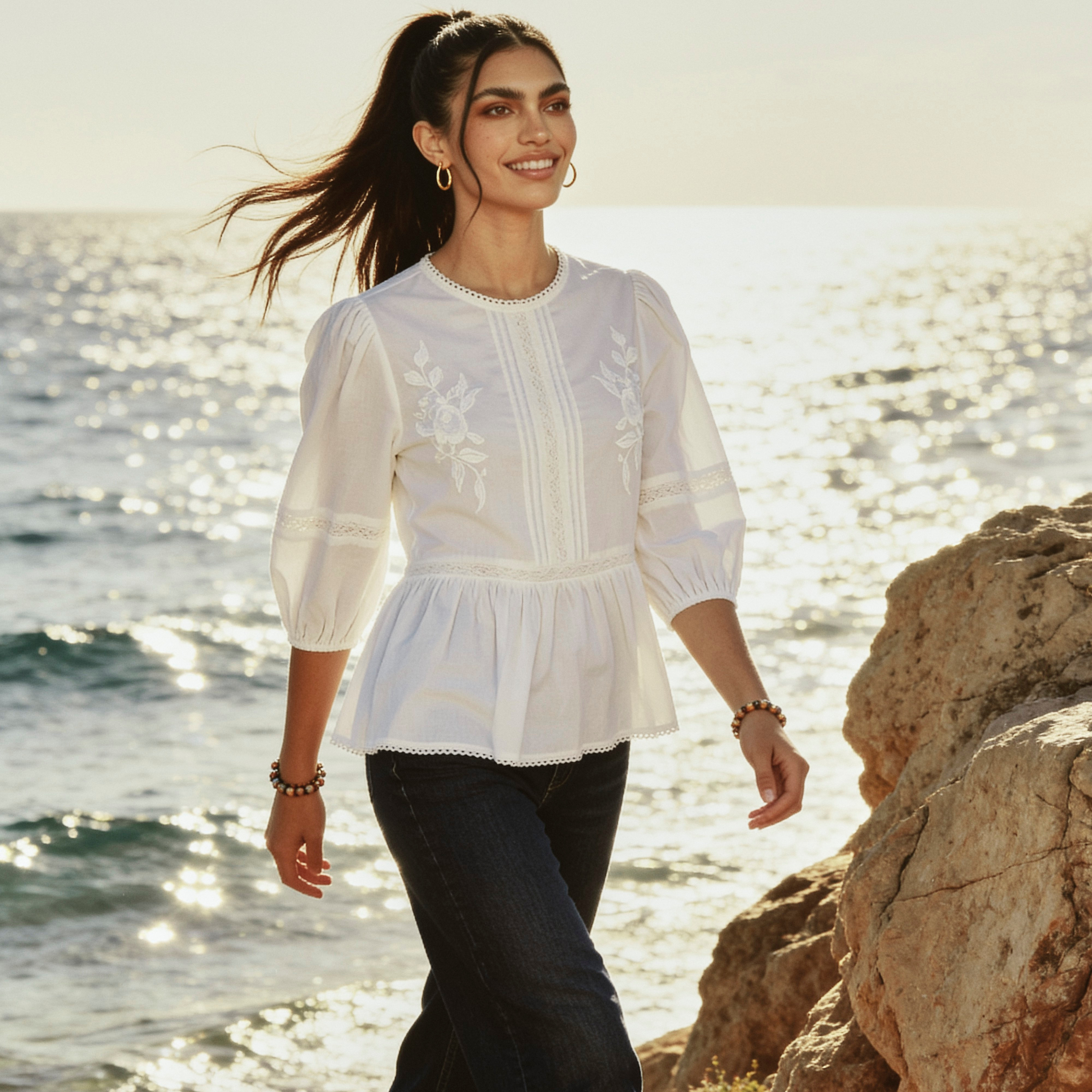 بلوزة قطن بيبلوم بتطريز زهور أنيق من سبلاش يوث-women-clothing-shirtsandblouses-blouses-image-1