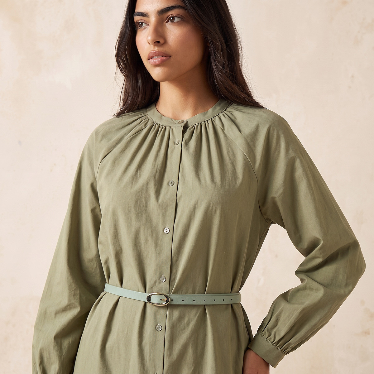فستان قطني بقصة A مع تطريز مفرغ وحزام من سبلاش يوث-women-clothing-dresses-image-4
