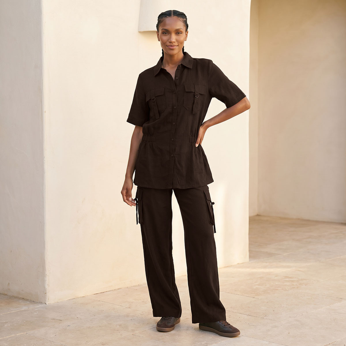 قميص من مزيج الكتان متعدد الاستخدامات بخصر مطاطي من سبلاش يوث-women-clothing-shirtsandblouses-shirts-image-3
