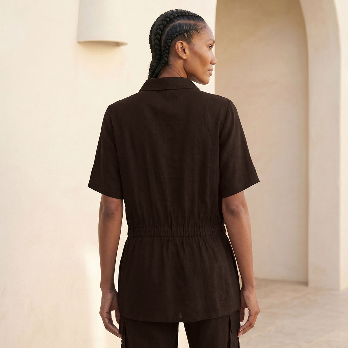 قميص من مزيج الكتان متعدد الاستخدامات بخصر مطاطي من سبلاش يوث-women-clothing-shirtsandblouses-shirts-image-4