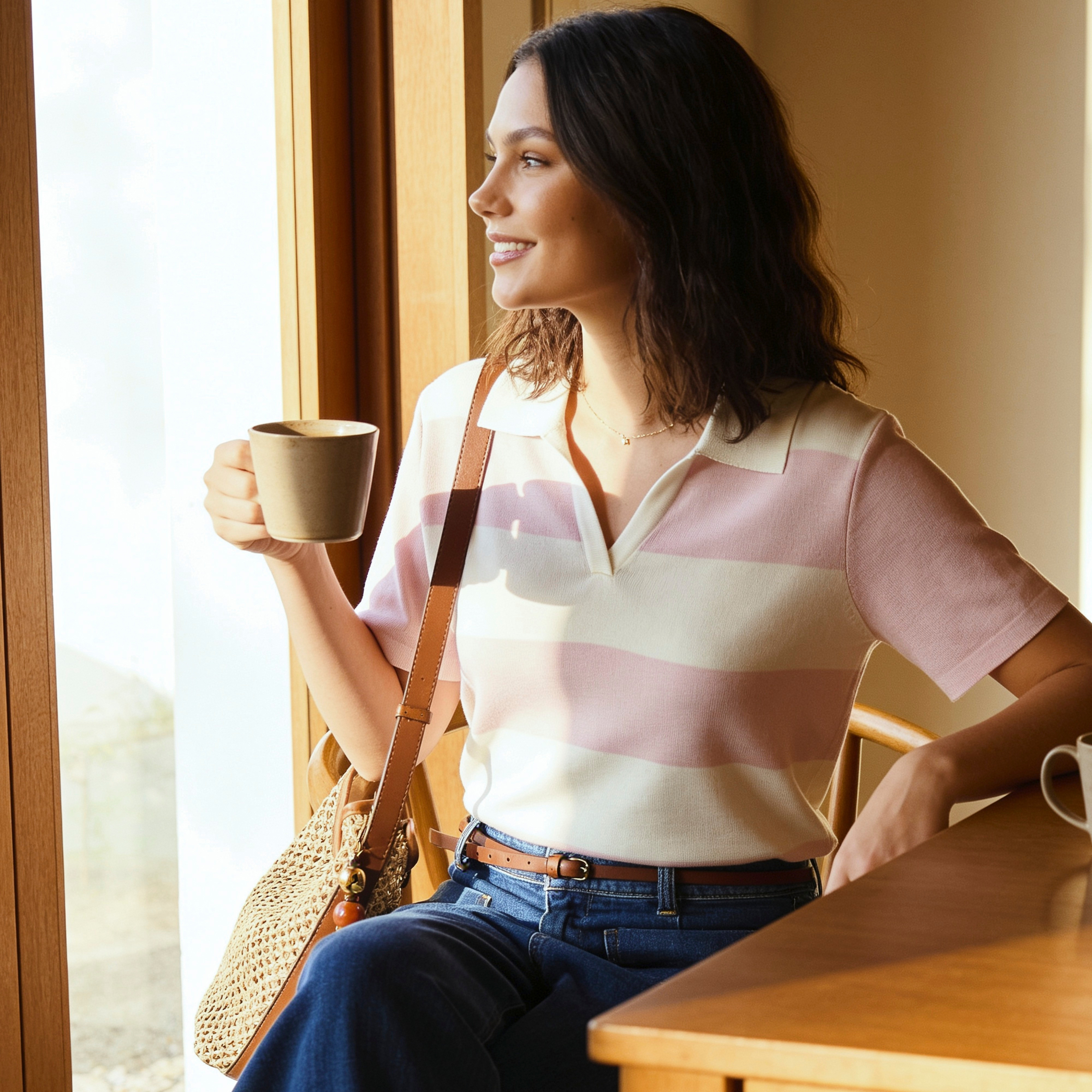 تيشيرت بولو مقلّم من ستارتر-women-clothing-tshirts-image-1