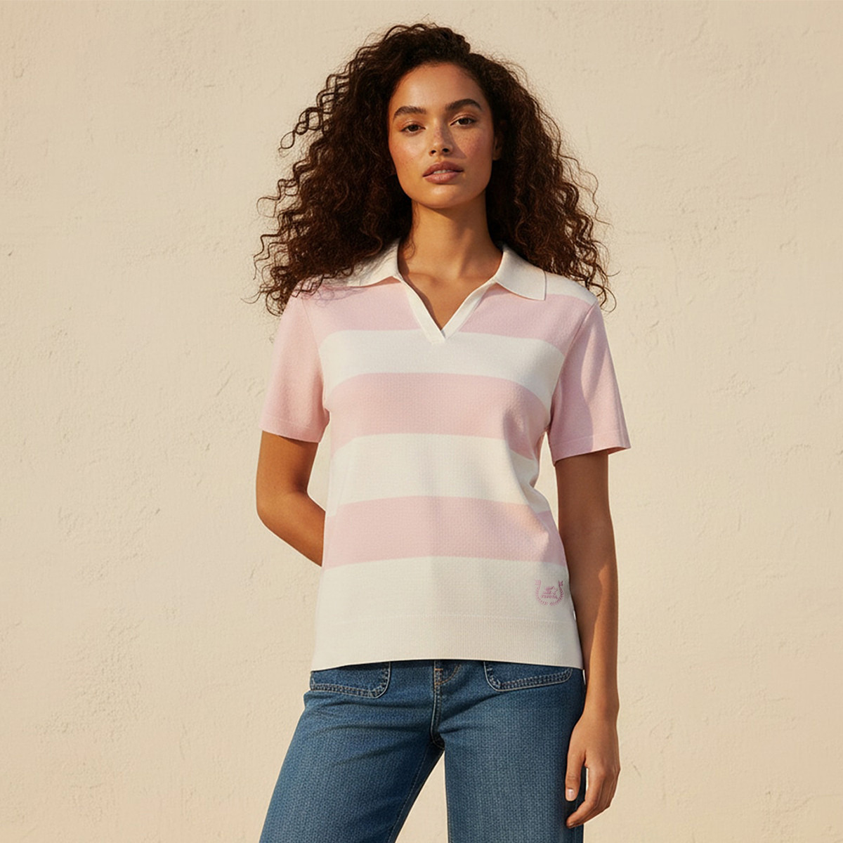 تيشيرت بولو مقلّم من ستارتر-women-clothing-tshirts-image-2