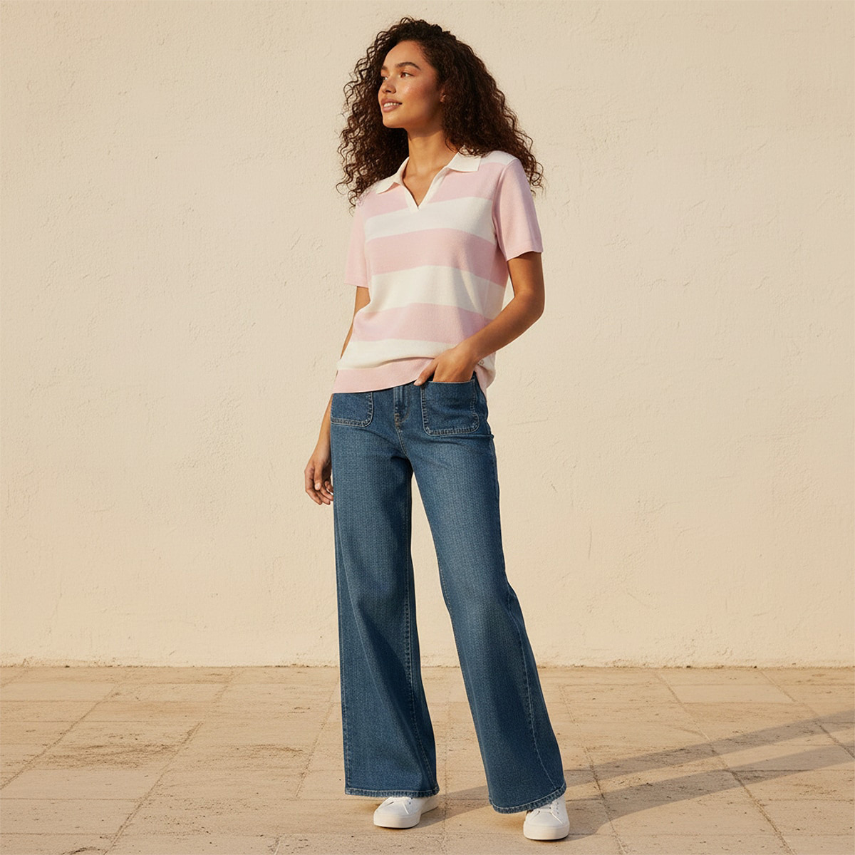 تيشيرت بولو مقلّم من ستارتر-women-clothing-tshirts-image-4
