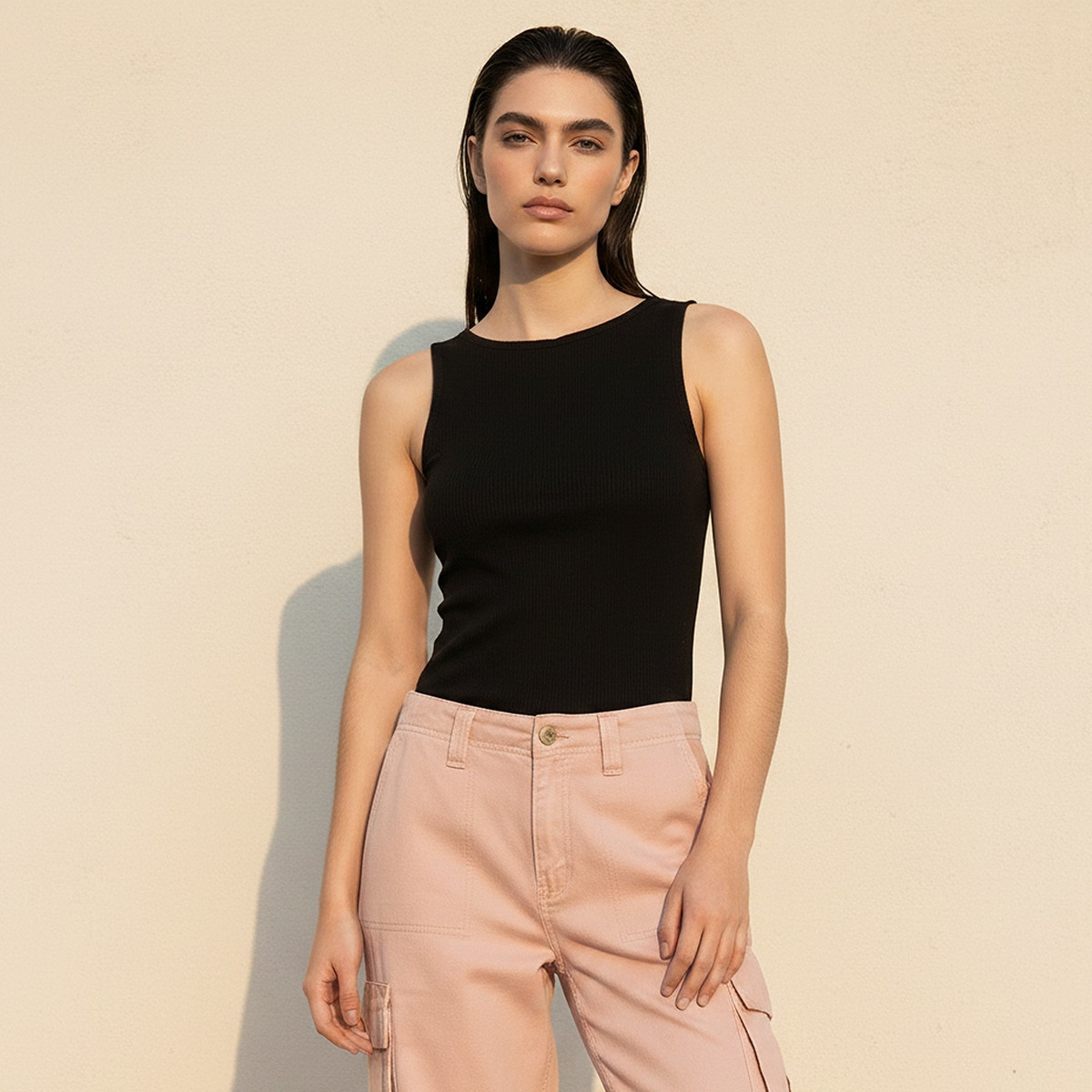 Splash Youth Slim Fit Top Ribbed Texture-women-clothing-tshirts-image-5