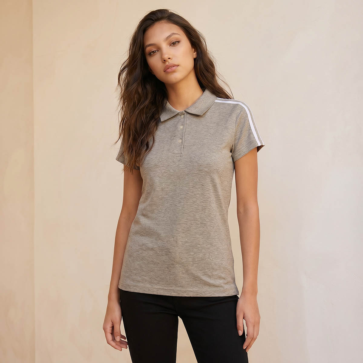 Splash Youth Slim Fit Polo T-shirt with Stripe Trim-women-clothing-tshirts-image-1