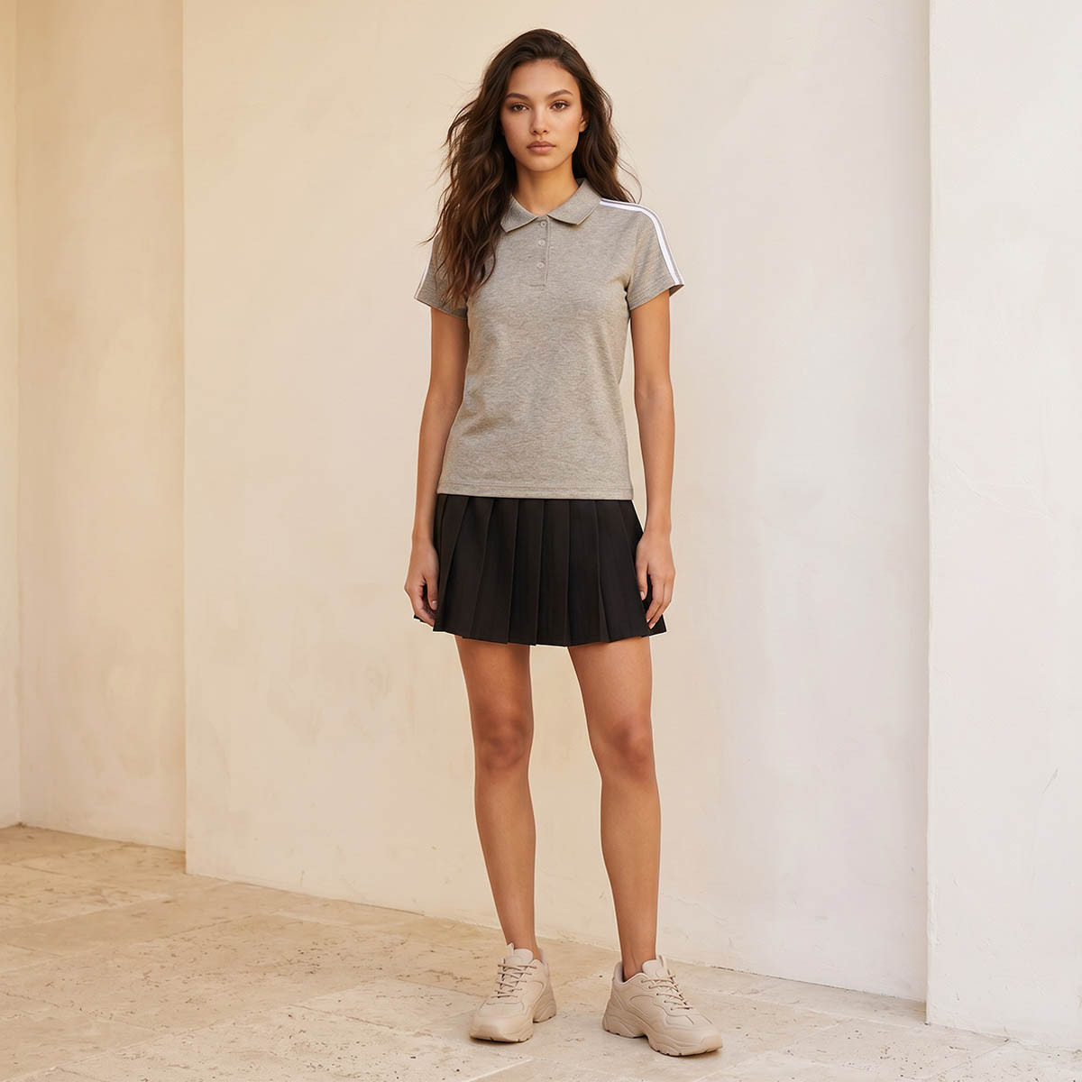 Splash Youth Slim Fit Polo T-shirt with Stripe Trim-women-clothing-tshirts-image-3