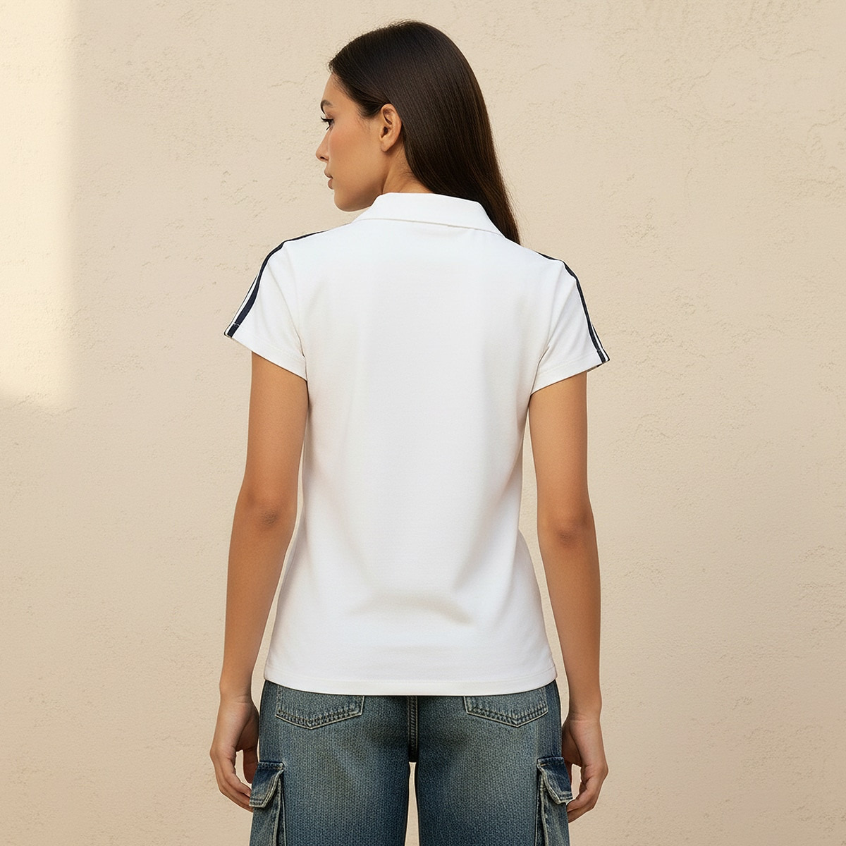 تيشيرت بولو بقصة ضيقة بحواف مخططة من سبلاش يوث-women-clothing-tshirts-image-4