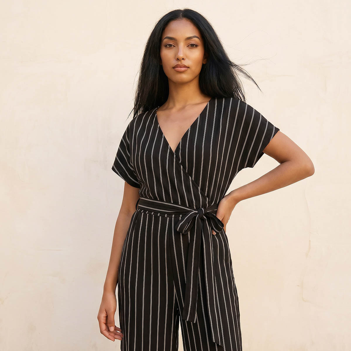 Splash Youth Textured Wrap Jumpsuit with Tie-Up Belt-women-clothing-jumpsuits-image-3