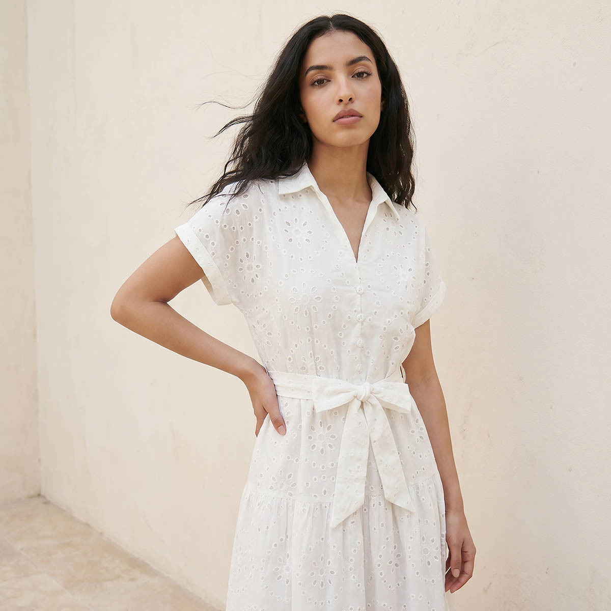 فستان قميص قطن بتطريز شيفلي يوث من سبلاش-women-clothing-dresses-image-5