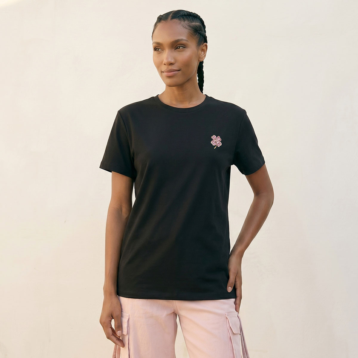 Splash Youth T-shirt with Brooch Applique-women-clothing-tshirts-image-1