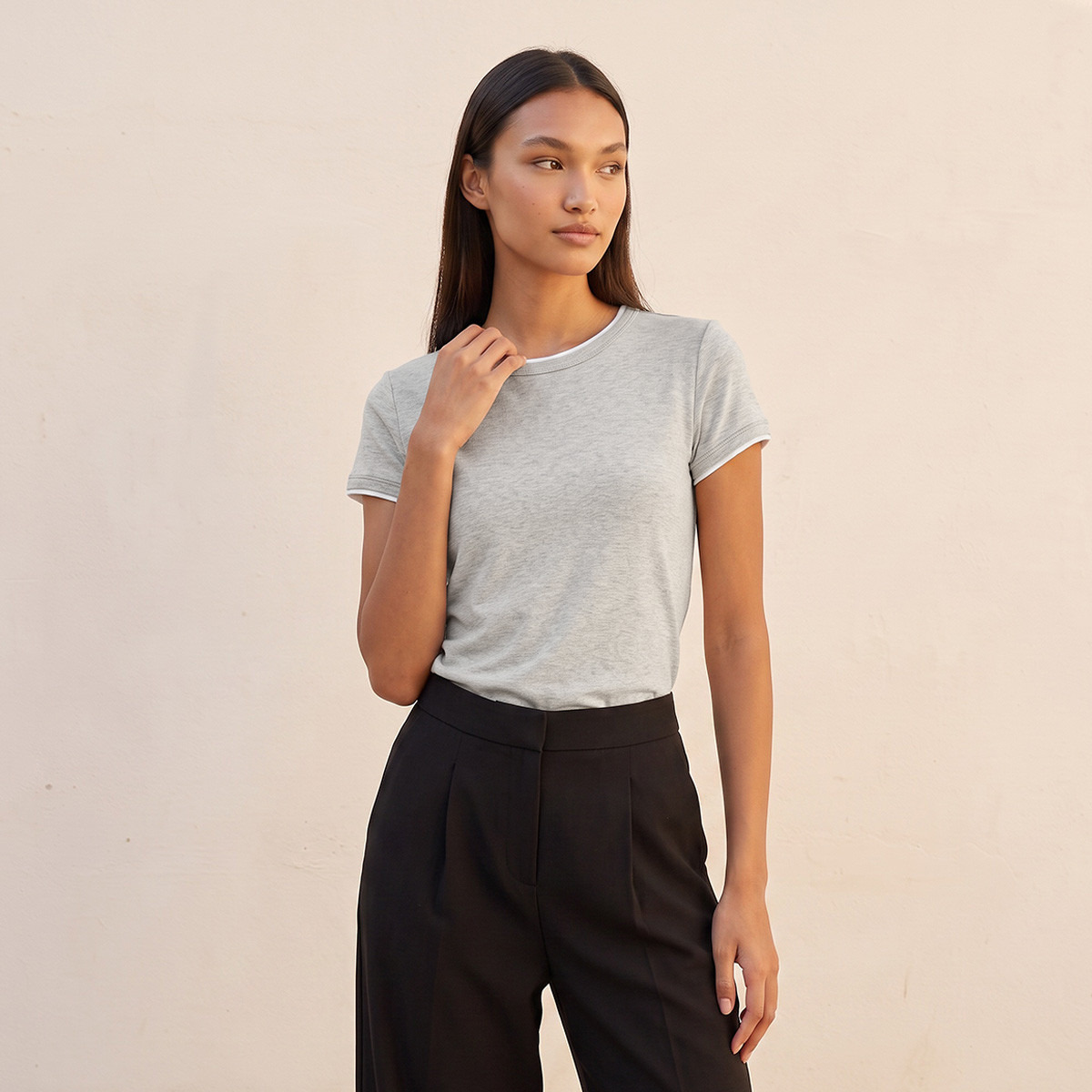 Splash Youth Slim Fit T-shirt with Contrast Trim-women-clothing-tshirts-image-5