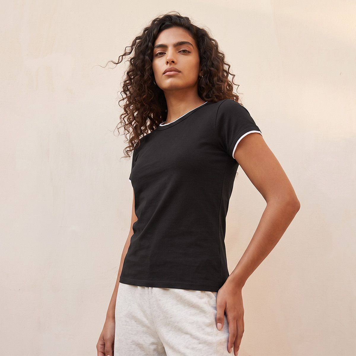 Splash Youth Slim Fit T-shirt with Contrast Trim-women-clothing-tshirts-image-24