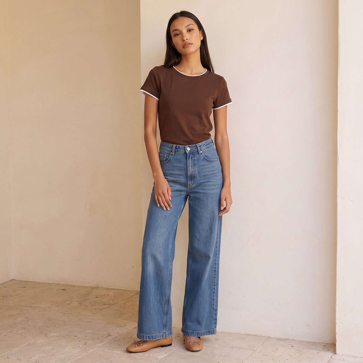 Splash Youth Slim Fit T-shirt with Contrast Trim-women-clothing-tshirts-image-9