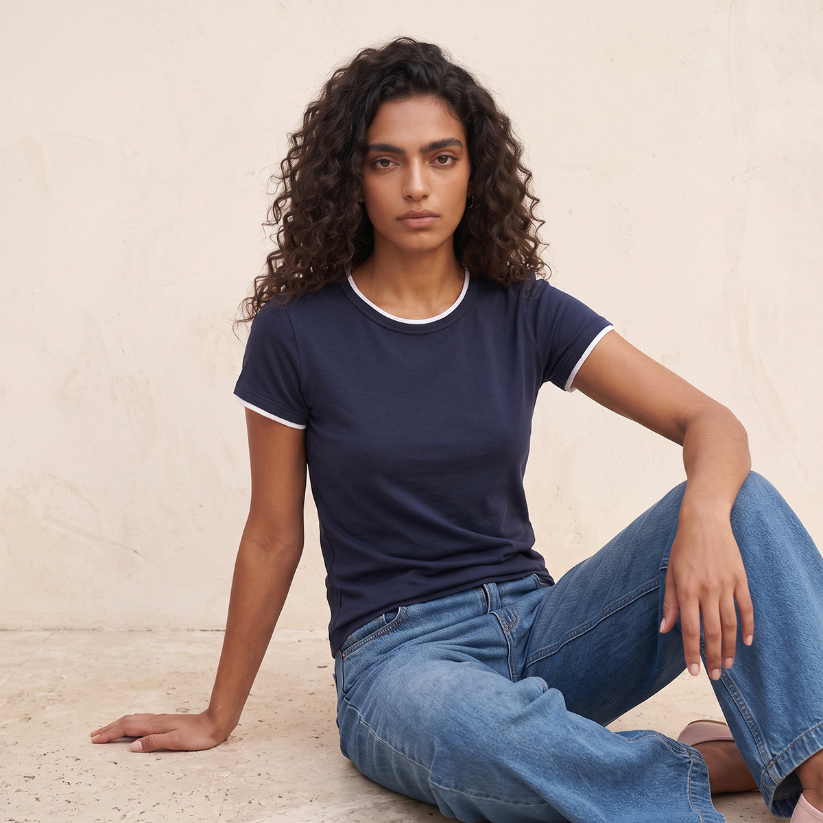Splash Youth Slim Fit T-shirt with Contrast Trim-women-clothing-tshirts-image-6