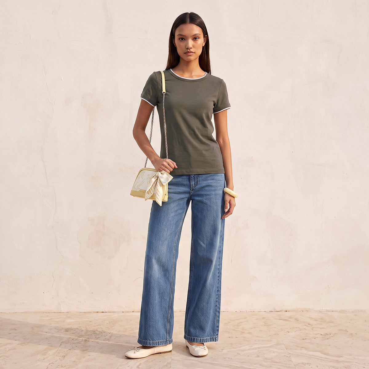 Splash Youth Slim Fit T-shirt with Contrast Trim-women-clothing-tshirts-image-2