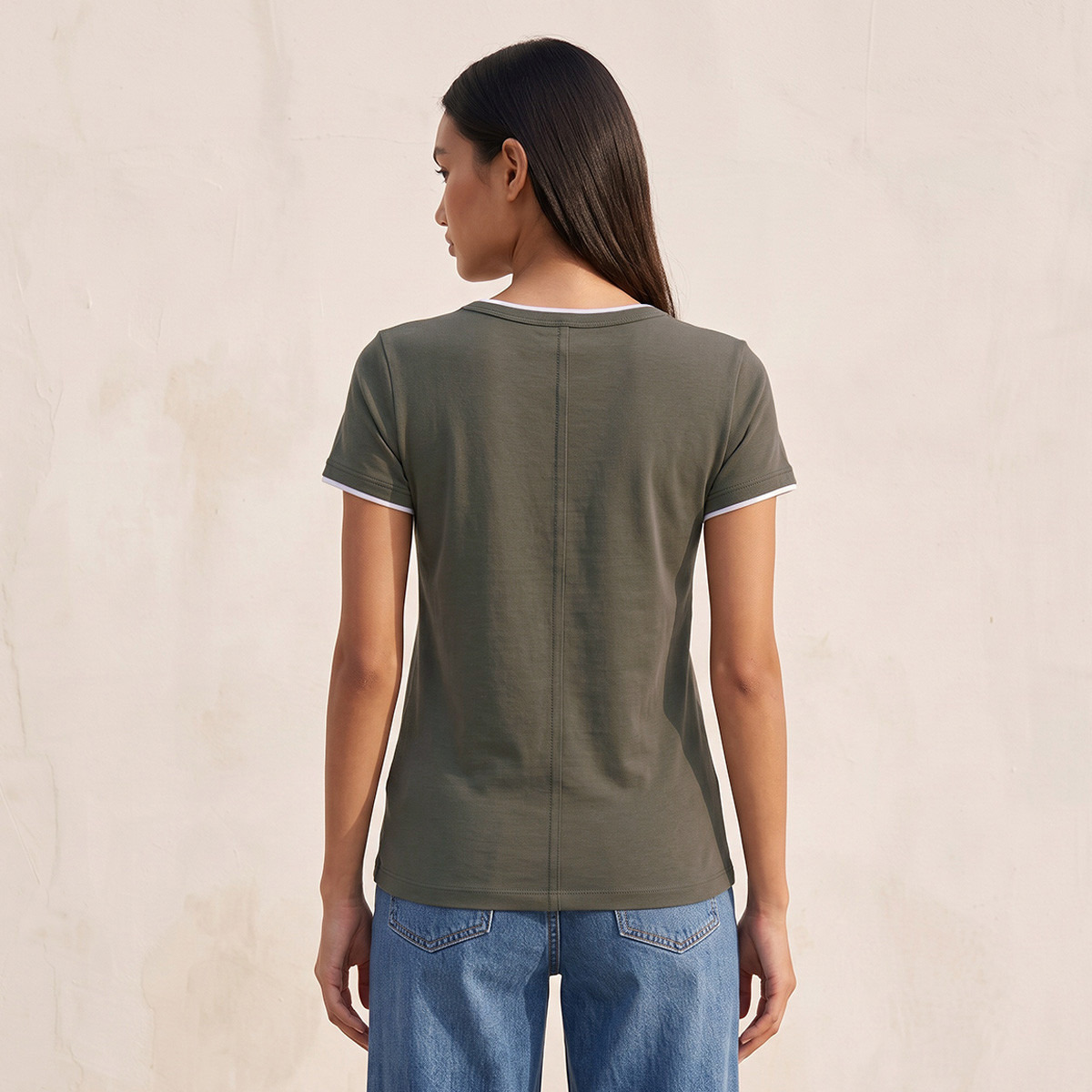 Splash Youth Slim Fit T-shirt with Contrast Trim-women-clothing-tshirts-image-3