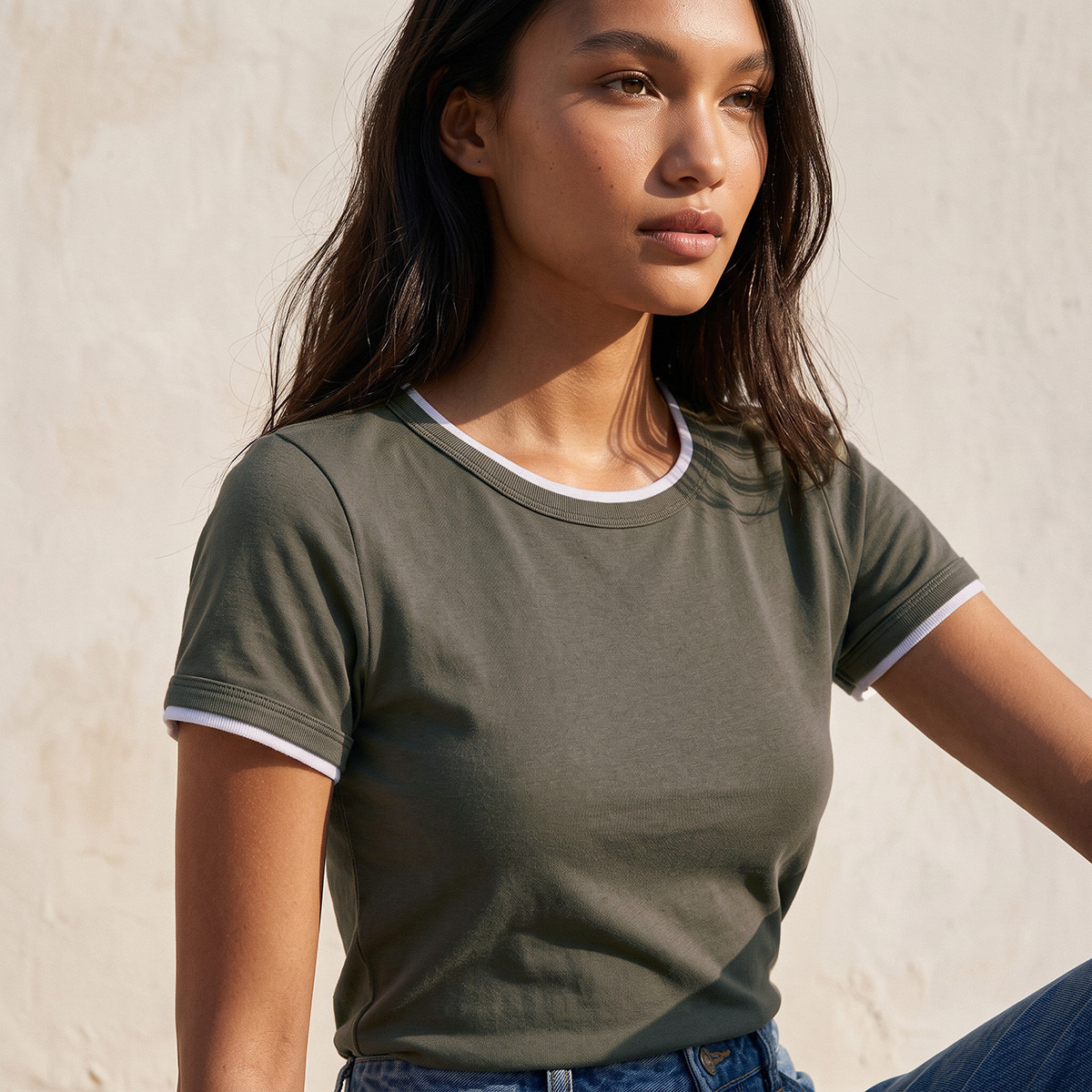 Splash Youth Slim Fit T-shirt with Contrast Trim-women-clothing-tshirts-image-4