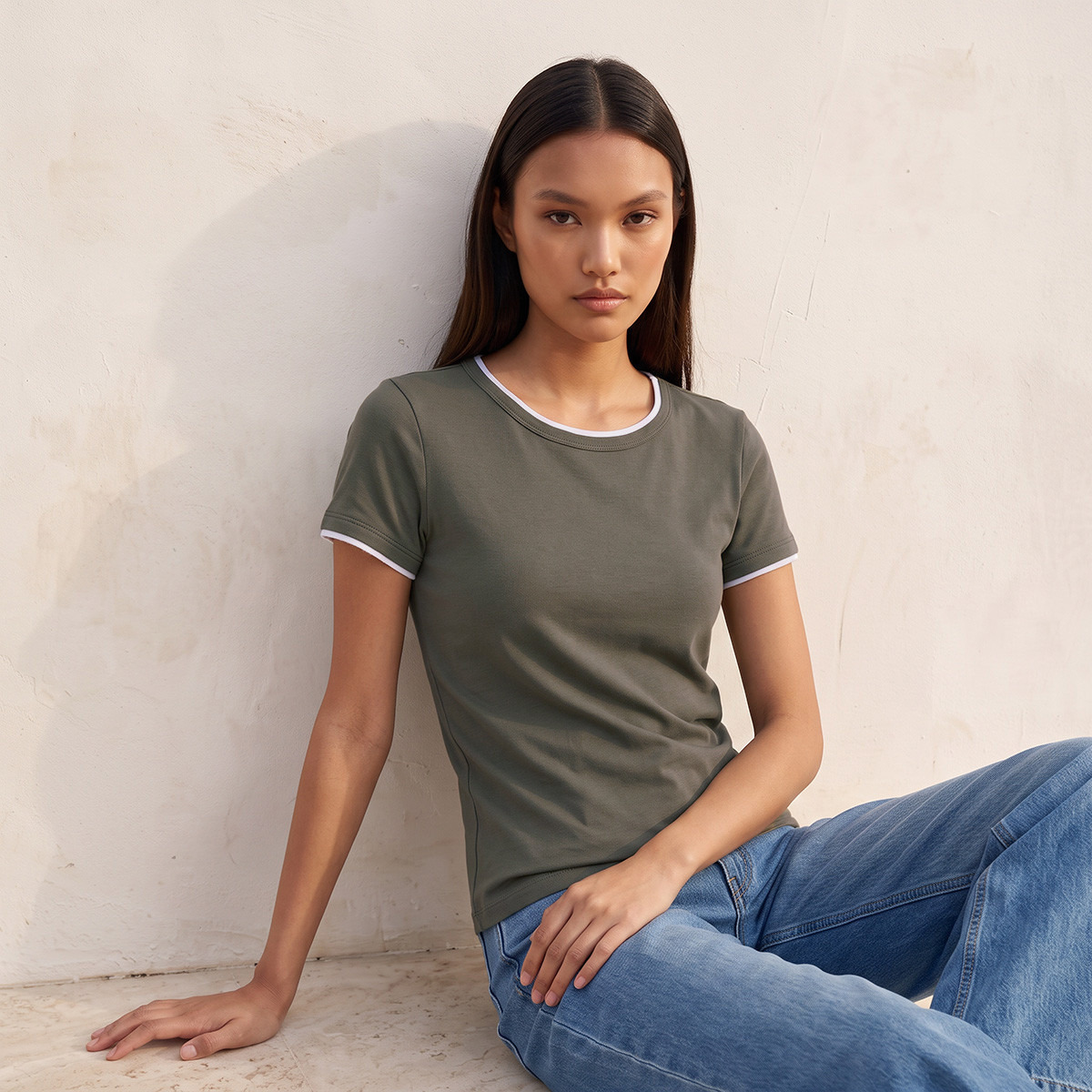Splash Youth Slim Fit T-shirt with Contrast Trim-women-clothing-tshirts-image-8