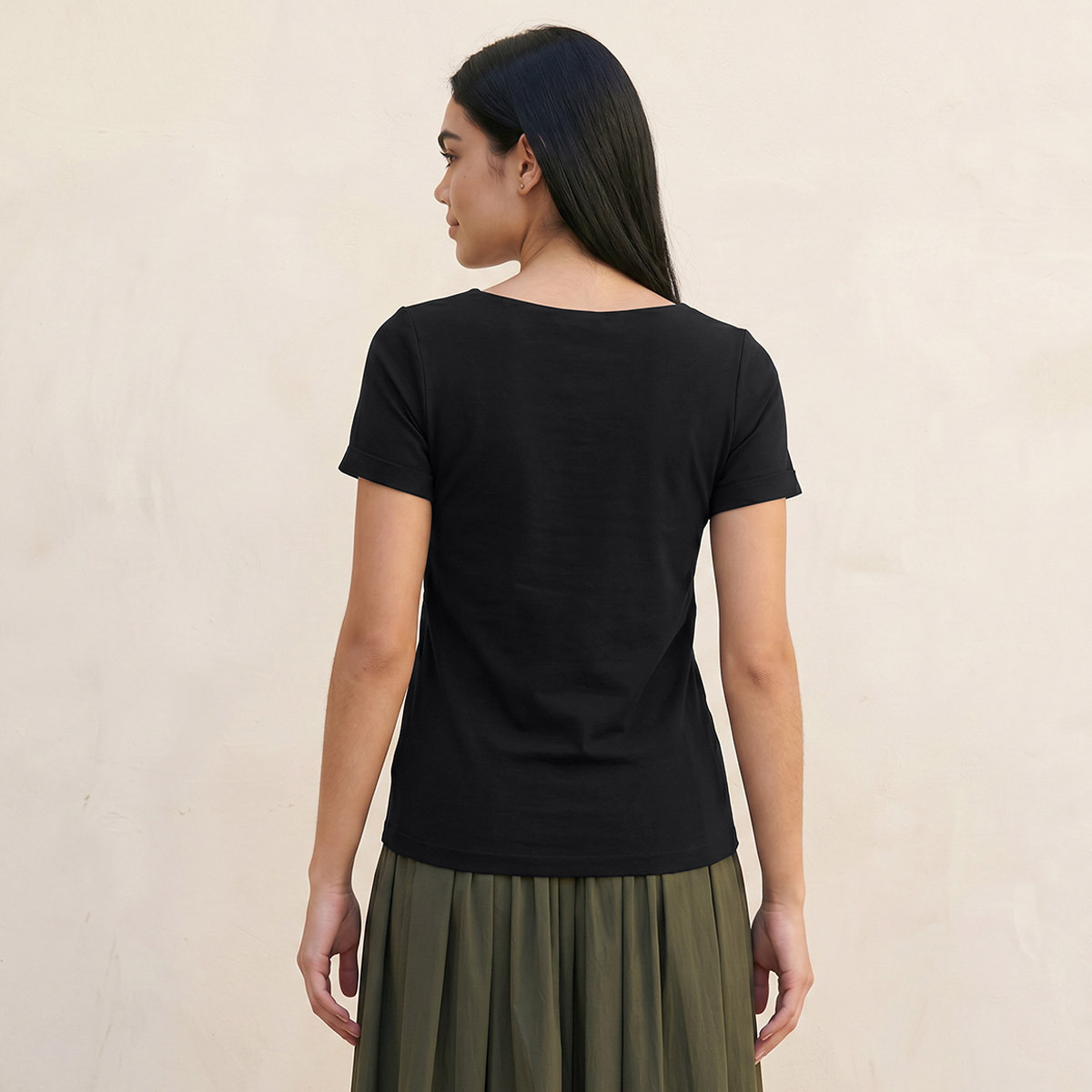 Splash Youth Seamless Fitted T-shirt with Square Neck-women-clothing-tshirts-image-4