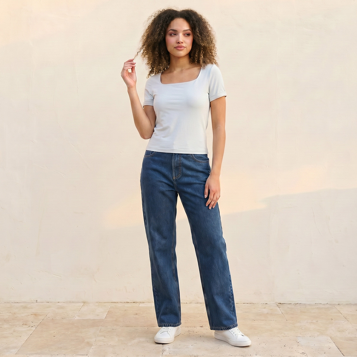 Splash Youth Seamless Fitted T-shirt with Square Neck-women-clothing-tshirts-image-3