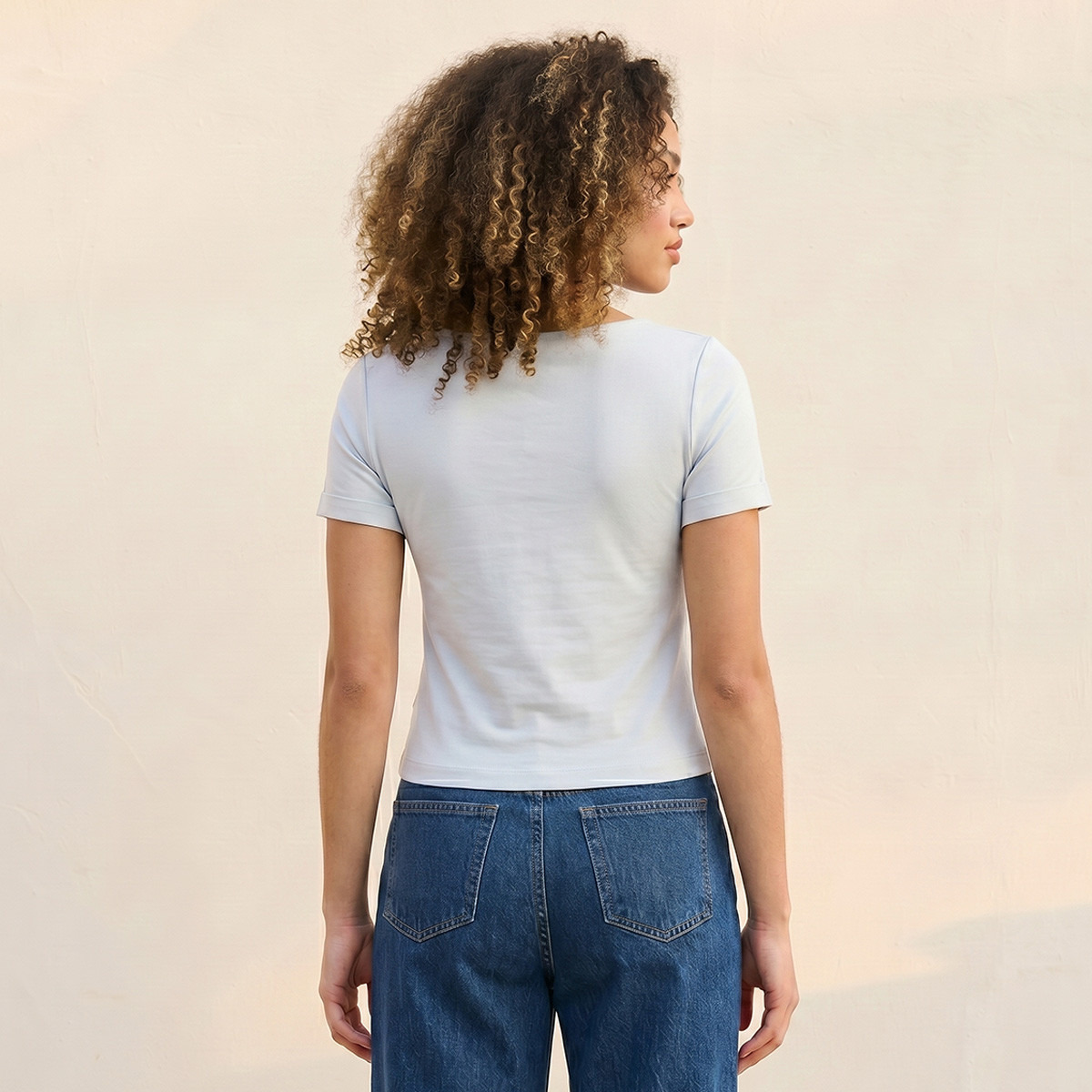 Splash Youth Seamless Fitted T-shirt with Square Neck-women-clothing-tshirts-image-4