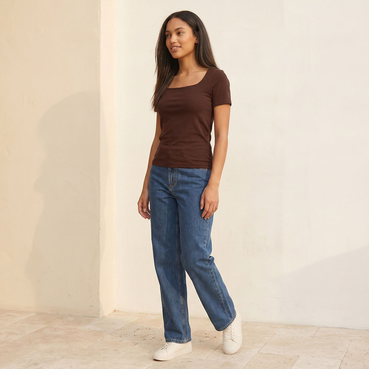 Splash Youth Seamless Fitted T-shirt with Square Neck-women-clothing-tshirts-image-3