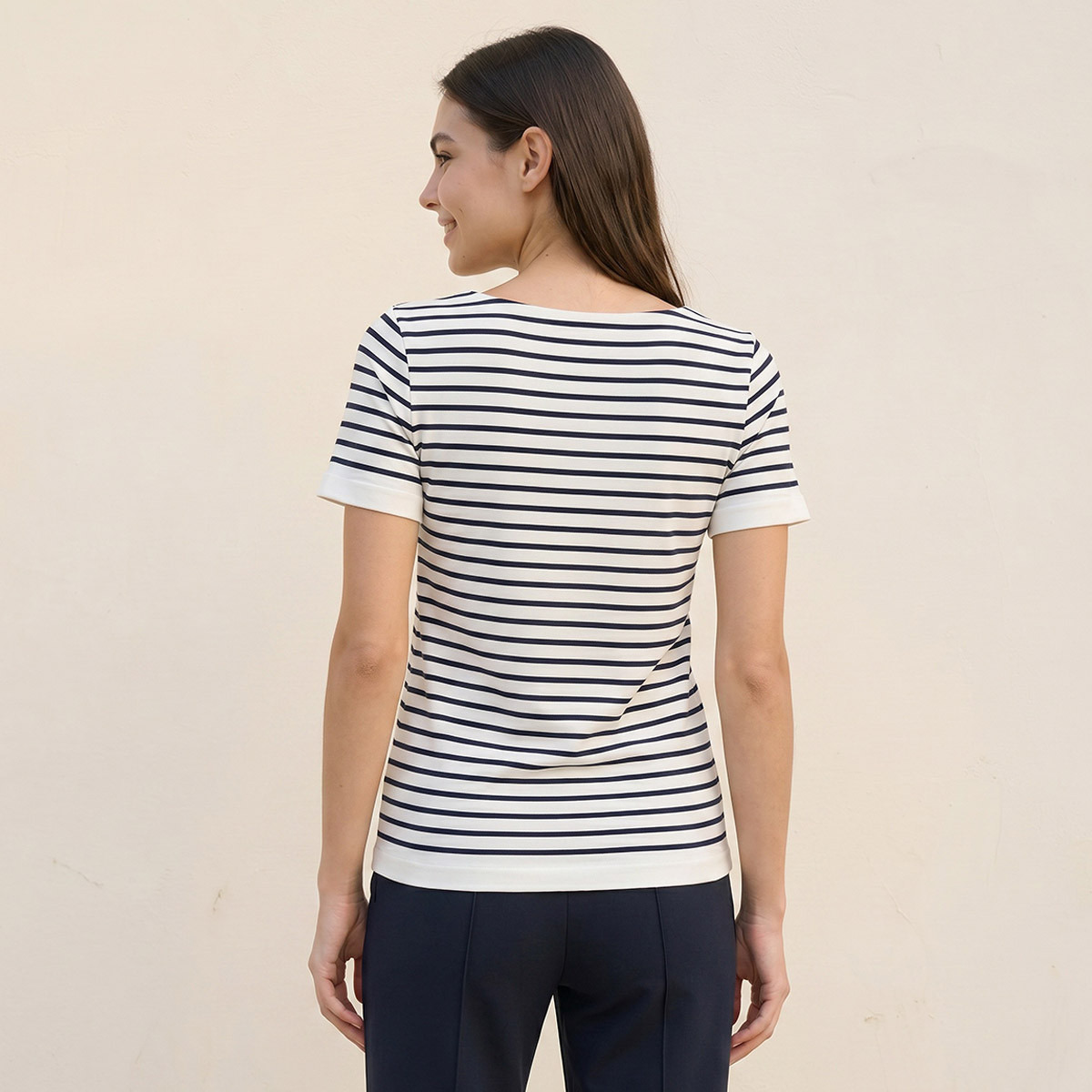 Splash Youth Seamless Fitted Striped T-shirt with Square Neck-women-clothing-tshirts-image-4