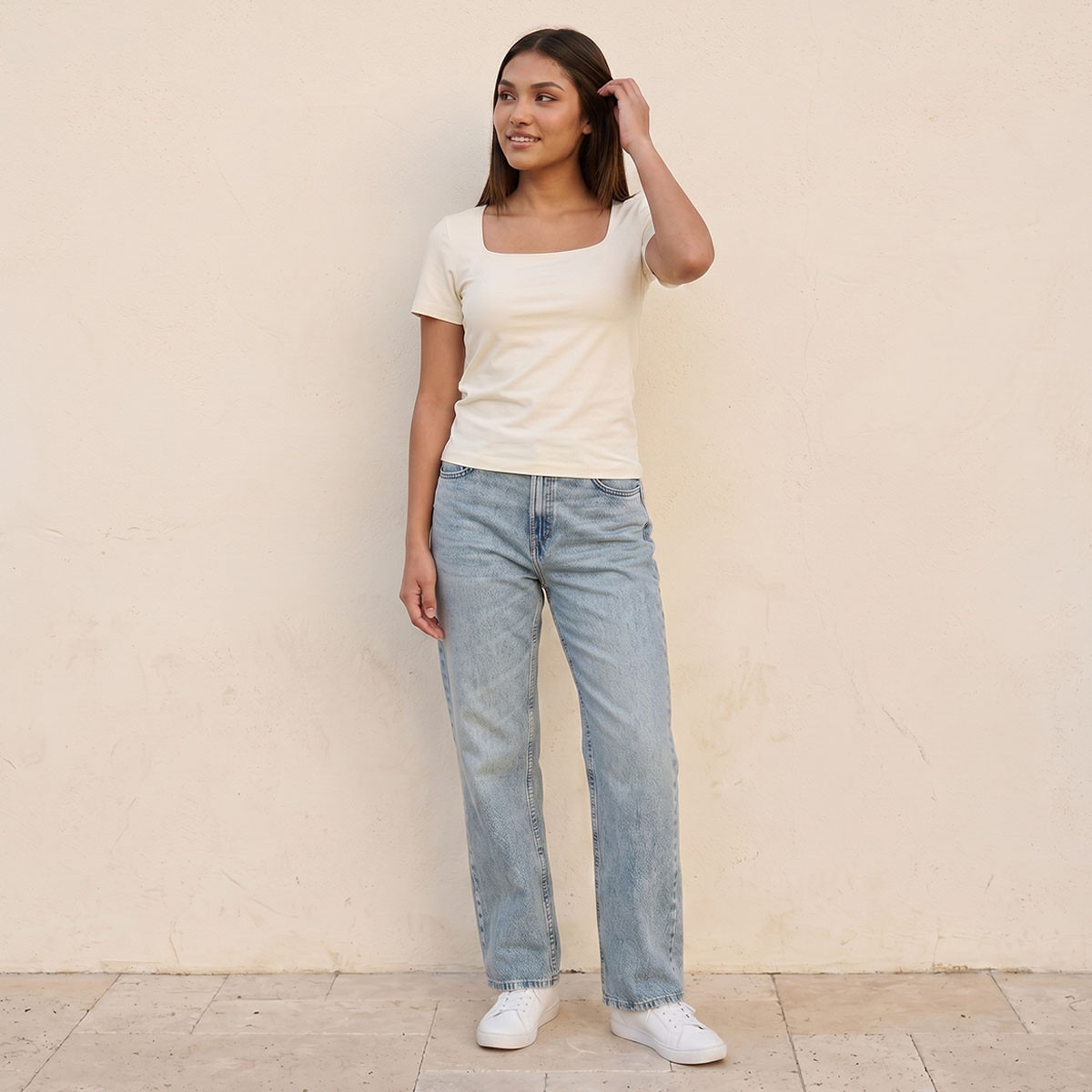Splash Youth Seamless Fitted T-shirt with Square Neck-women-clothing-tshirts-image-3