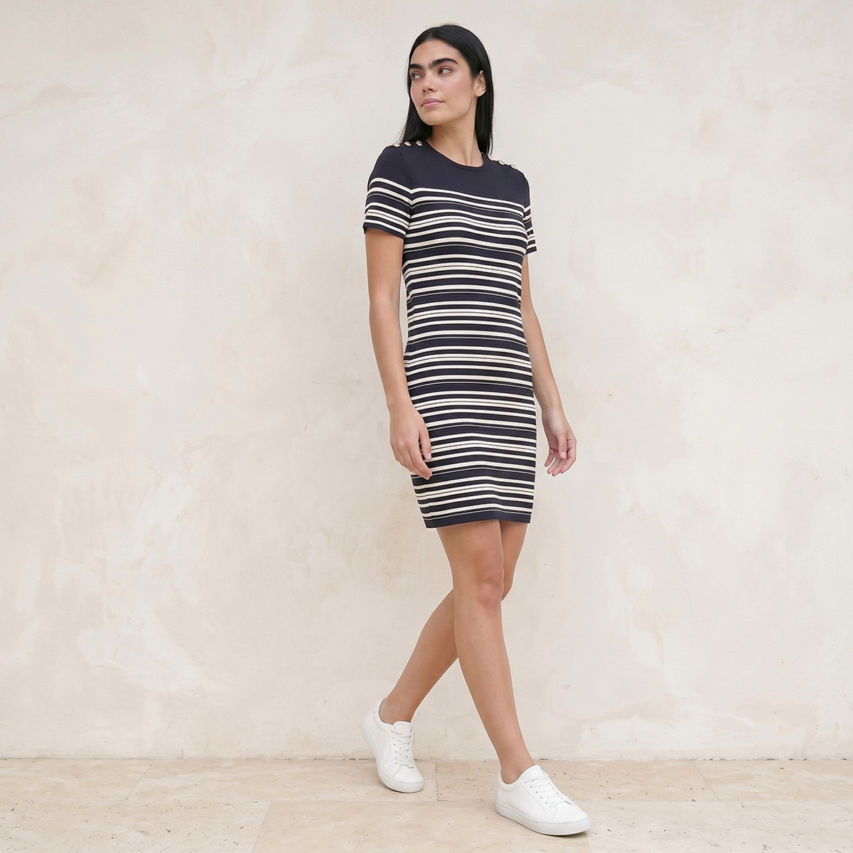 فستان مقلم بياقة مستديرة من سبلاش يوث-women-clothing-dresses-image-3