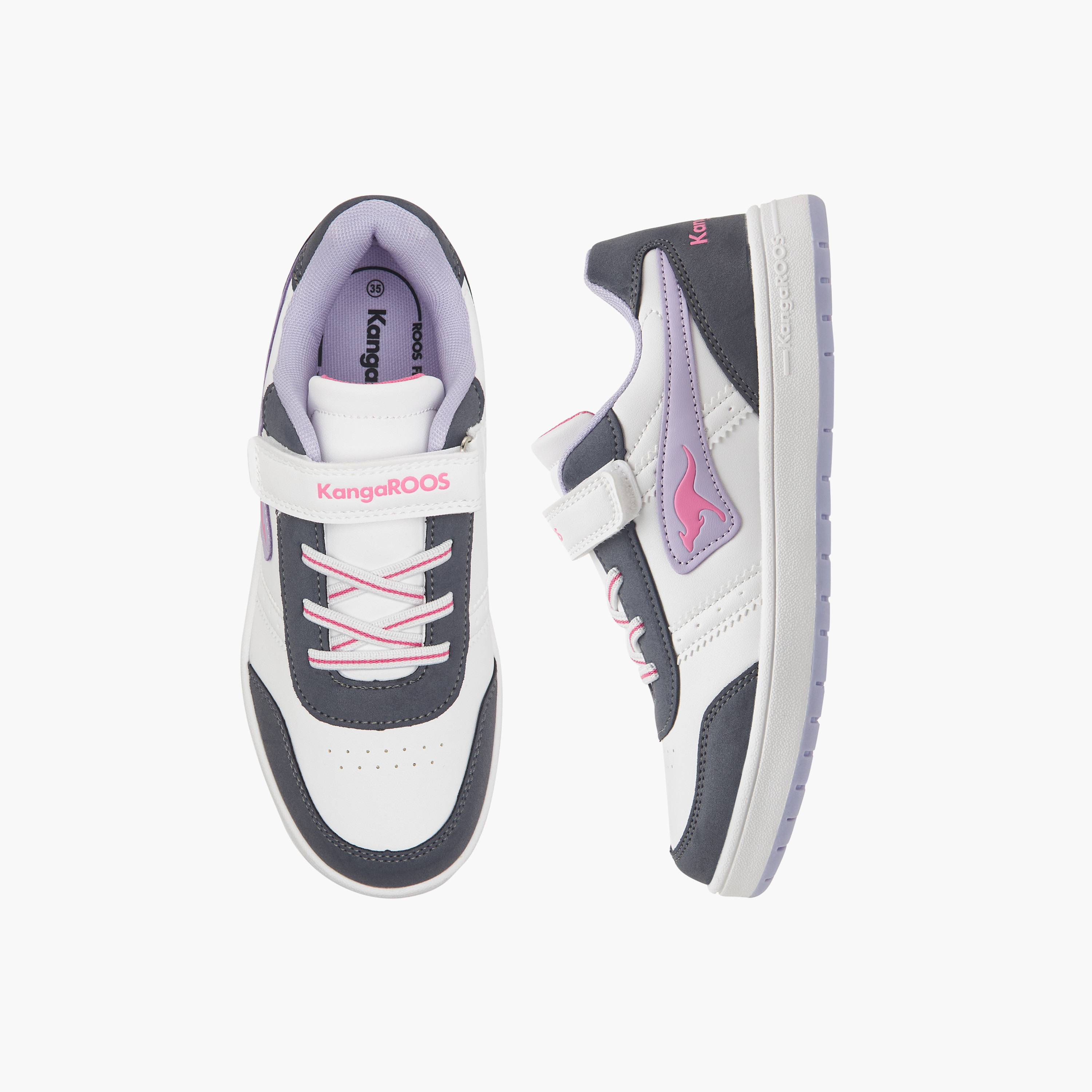 حذاء سنيكرز بشريط إغلاق لاصق وشعار للبنات من كانجاروز-girls-shoes-sneakers-image-1