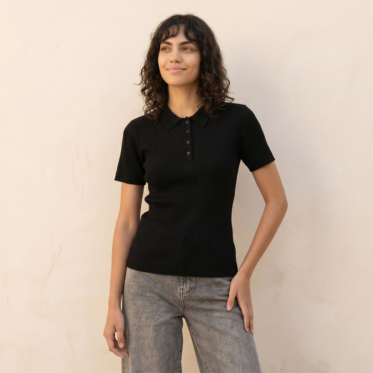 Splash Youth T-shirt with Ribbed Design-women-winterwear-cardigansandjumpers-jumpers-image-1