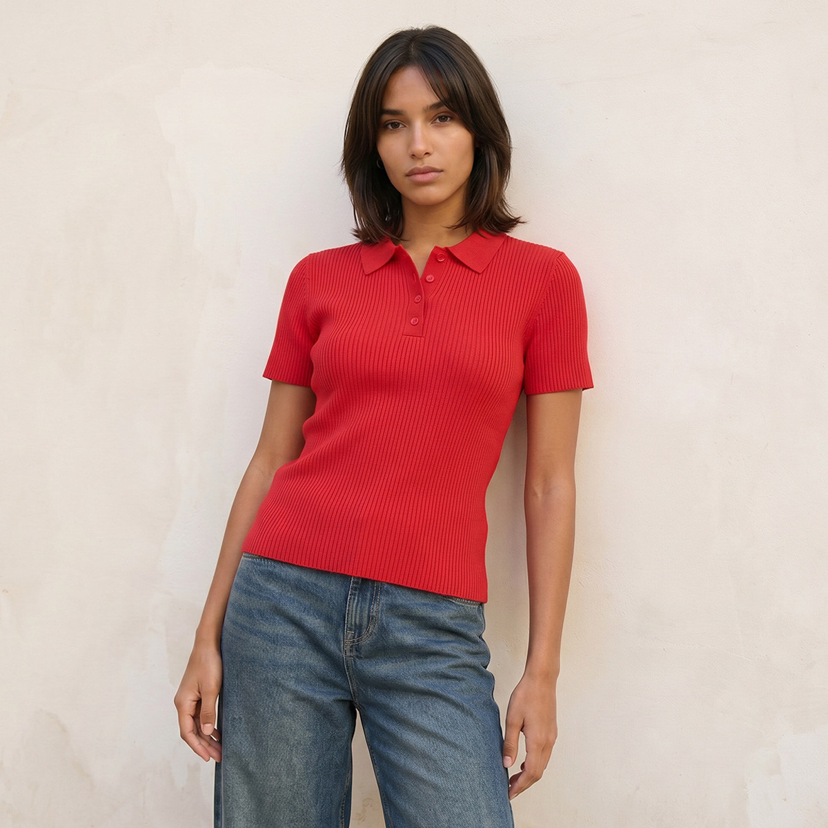 Splash Youth T-shirt with Ribbed Design-women-winterwear-cardigansandjumpers-jumpers-image-1