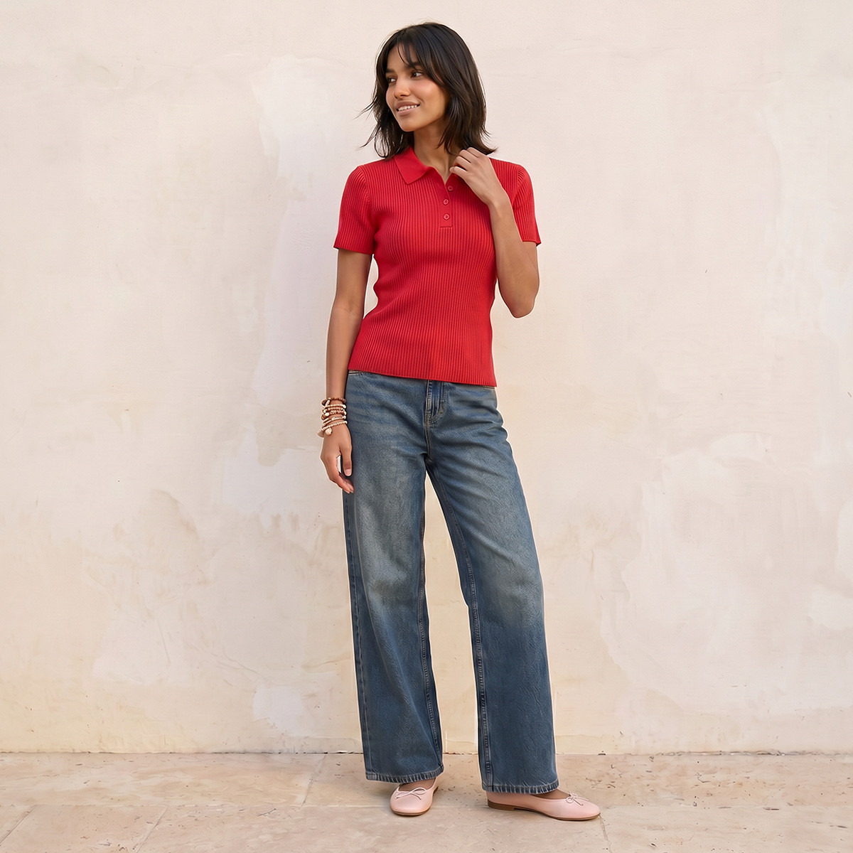 Splash Youth T-shirt with Ribbed Design-women-winterwear-cardigansandjumpers-jumpers-image-5