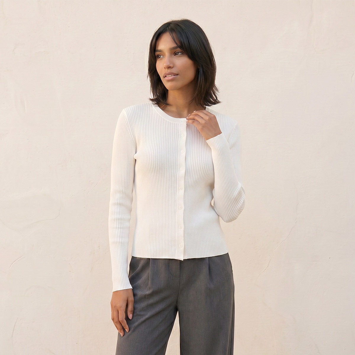 كارديجان بارز الملمس بياقة مستديرة من سبلاش يوث-women-winterwear-cardigansandjumpers-cardigans-image-1