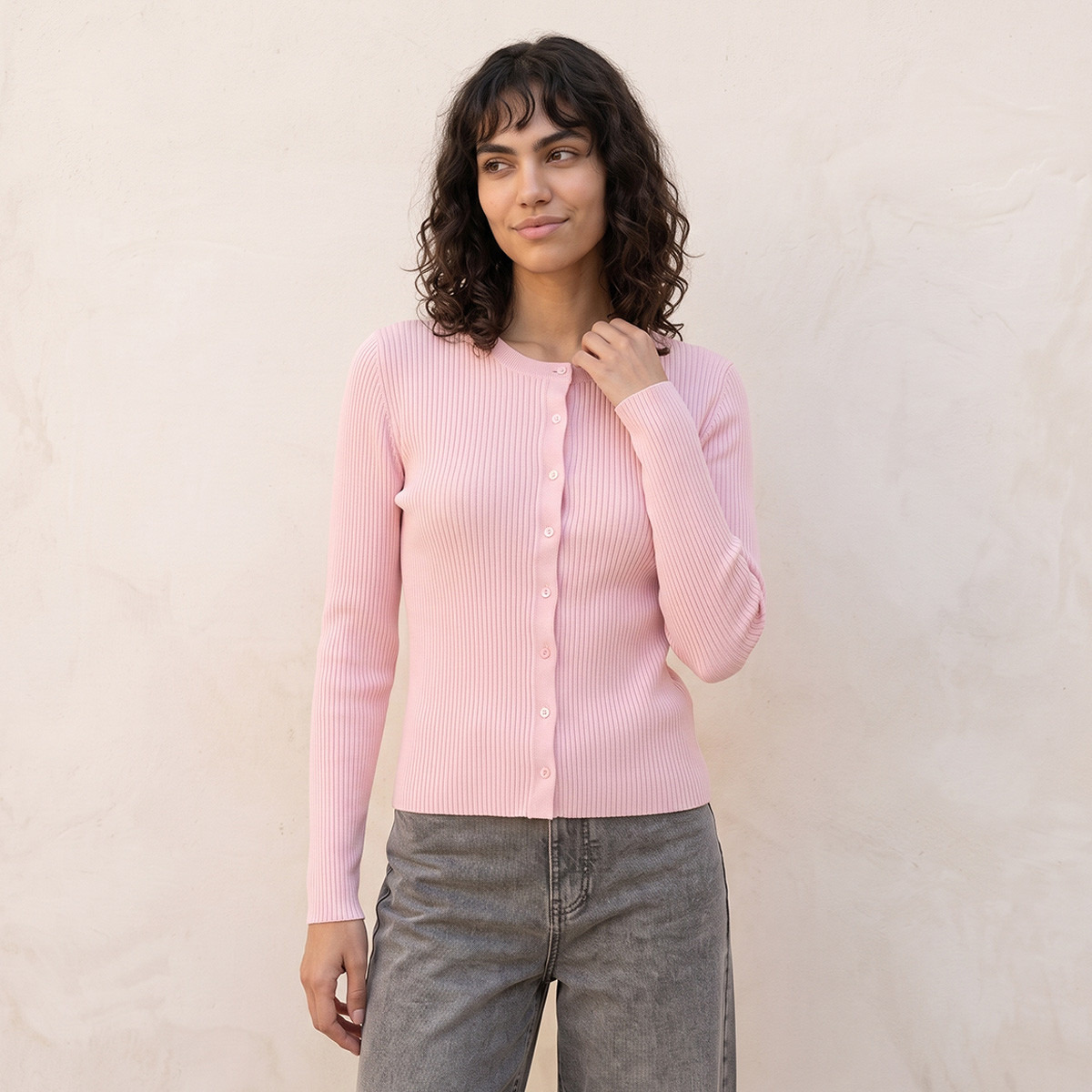 كارديجان بارز الملمس بياقة مستديرة من سبلاش يوث-women-winterwear-cardigansandjumpers-cardigans-image-1