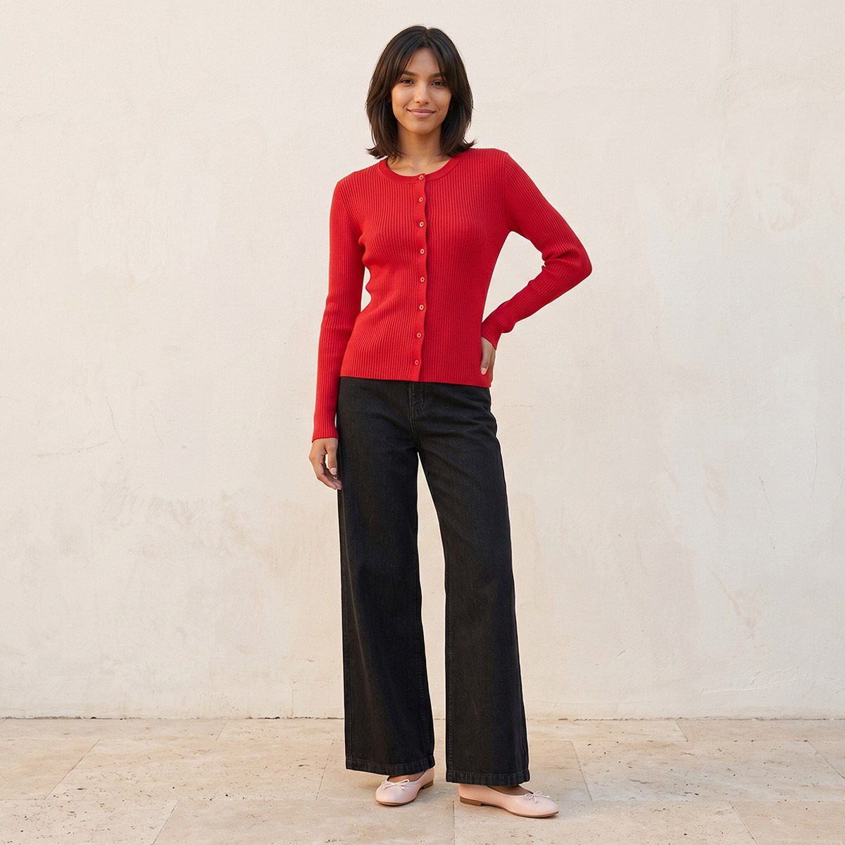 كارديجان بارز الملمس بياقة مستديرة من سبلاش يوث-women-winterwear-cardigansandjumpers-cardigans-image-3