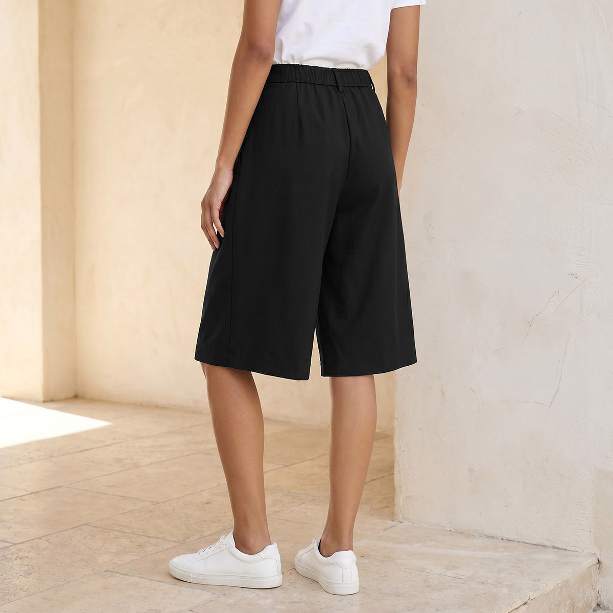 بنطلون قصير بزر إغلاق وكسرات من سبلاش يوث-women-clothing-trousers-image-4