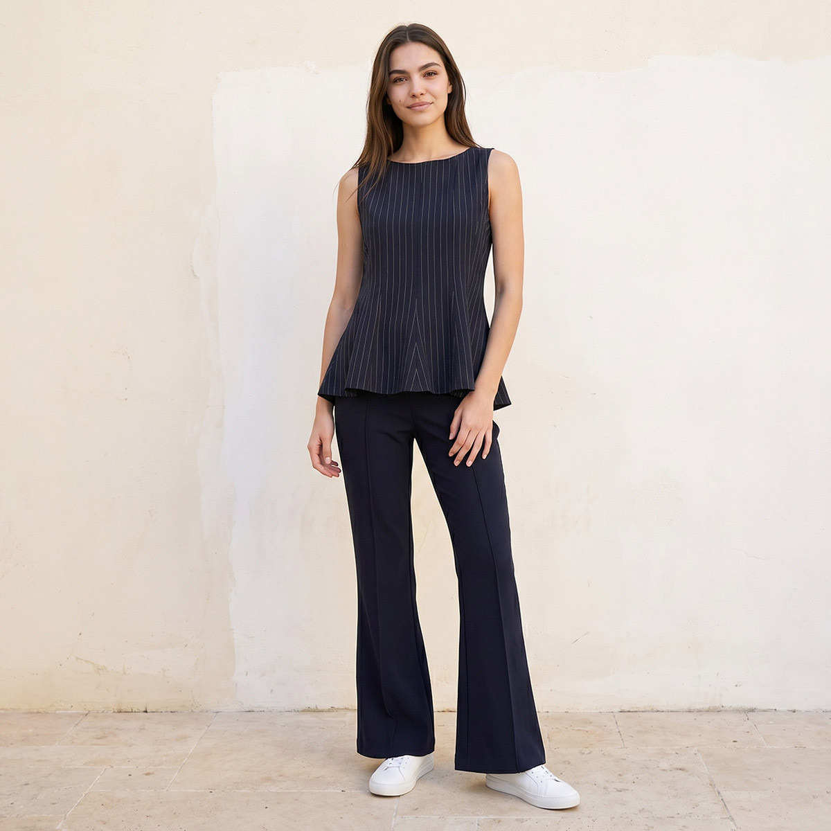 بلوزة بيبلوم مخططة بخطوط دقيقة من سبلاش يوث-women-clothing-shirtsandblouses-blouses-image-3