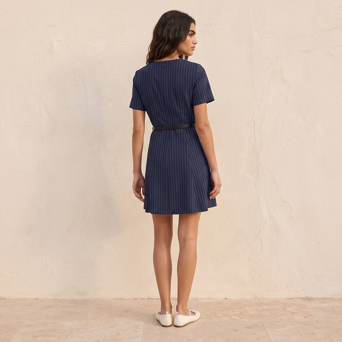 فستان مخطط بحزام من سبلاش يوث-women-clothing-dresses-image-4