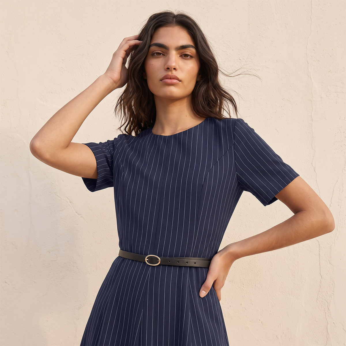 فستان مخطط بحزام من سبلاش يوث-women-clothing-dresses-image-6