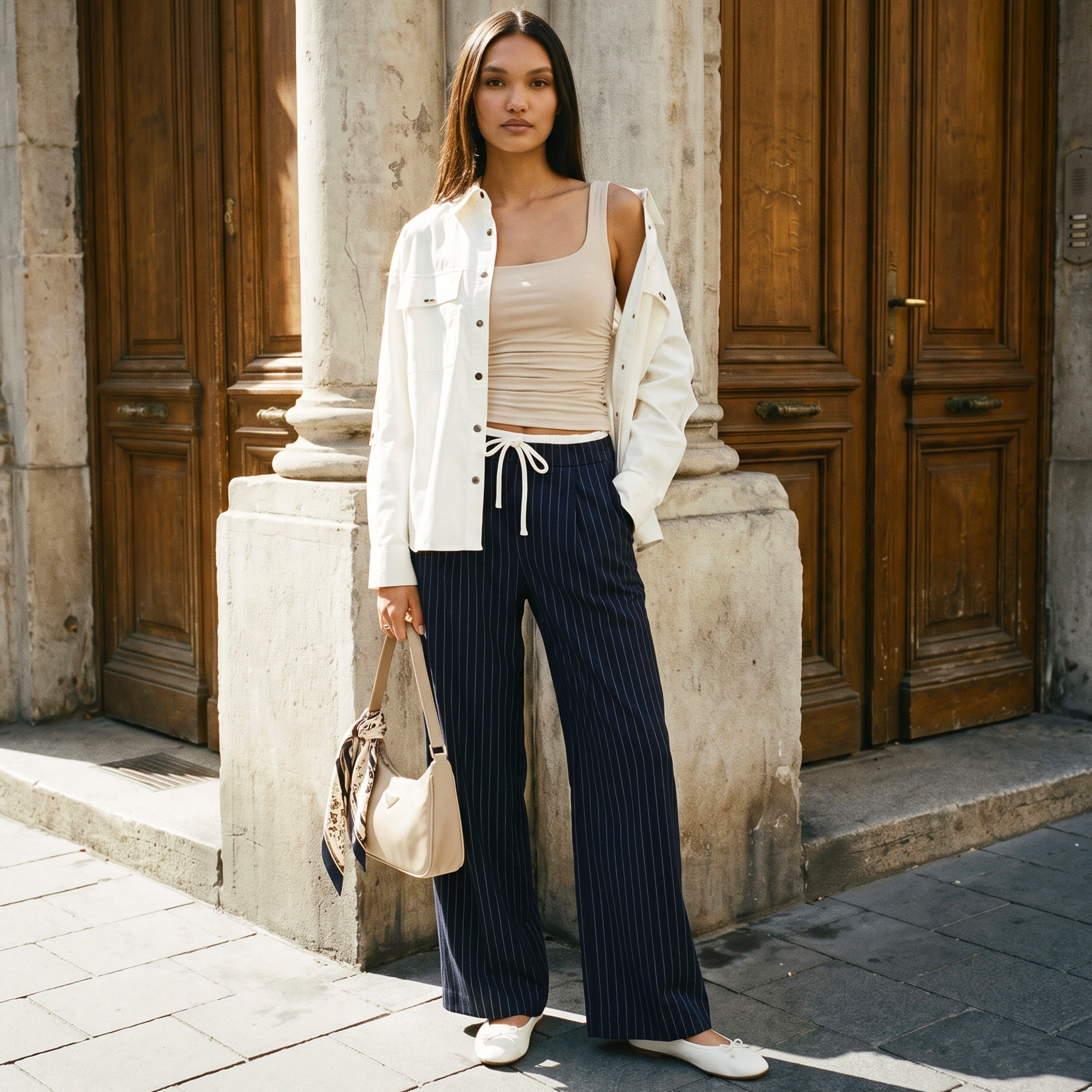 Splash Youth Drawstring Waist Striped Trousers-women-clothing-trousers-image-1