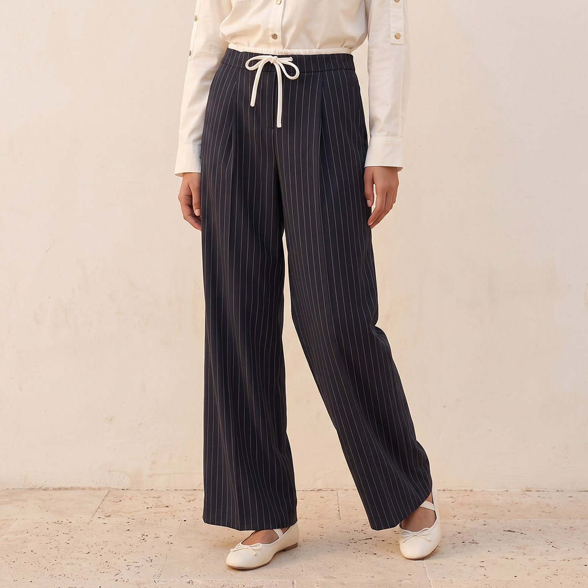 Splash Youth Drawstring Waist Striped Trousers-women-clothing-trousers-image-2