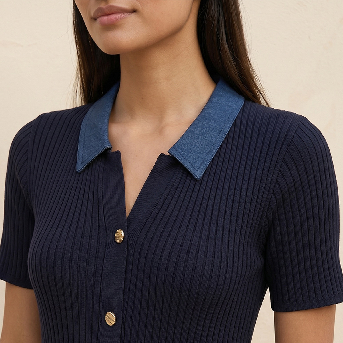 Splash Youth Ribbed Bodycon Dress with Collar-women-clothing-dresses-image-6