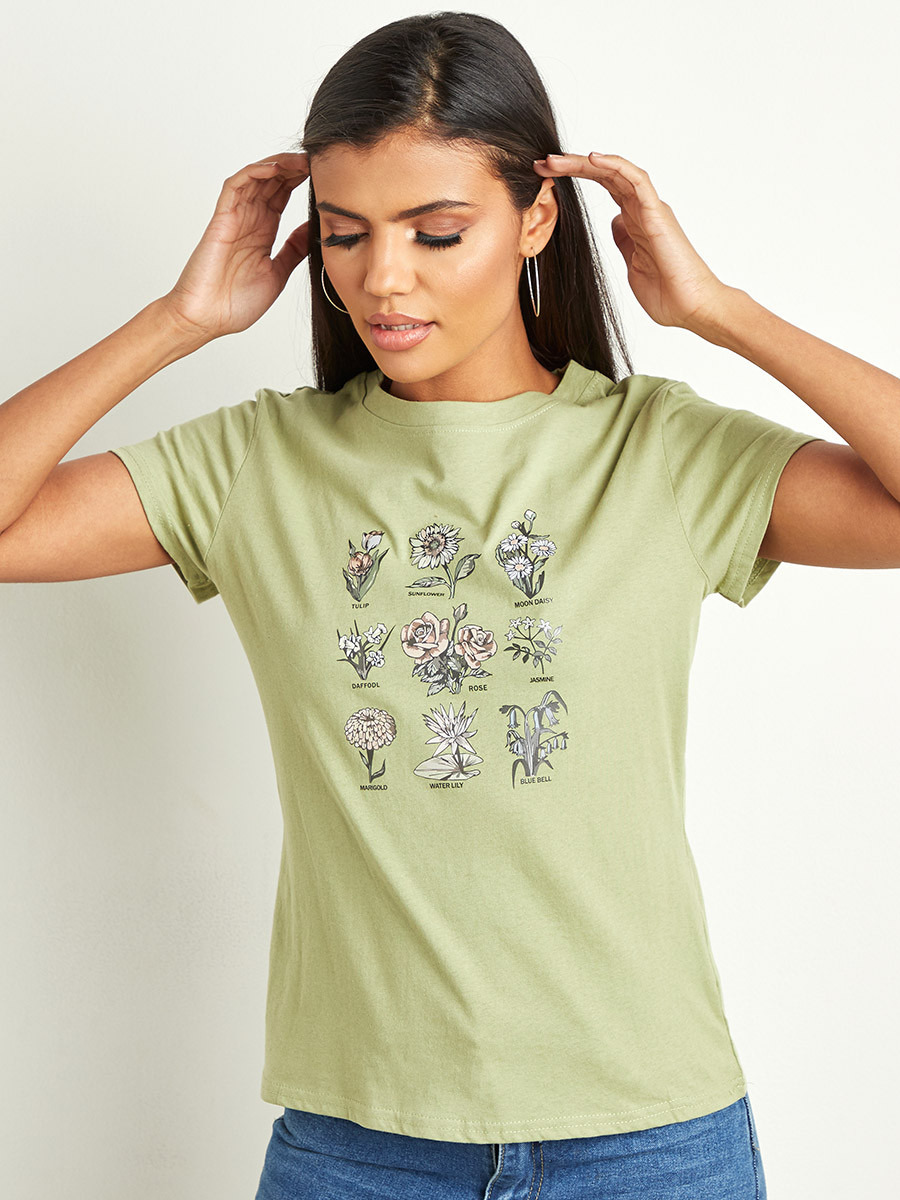 تيشيرت مطبوع بأكمام قصيرة من ستايلي-women-clothing-tshirts-image-2