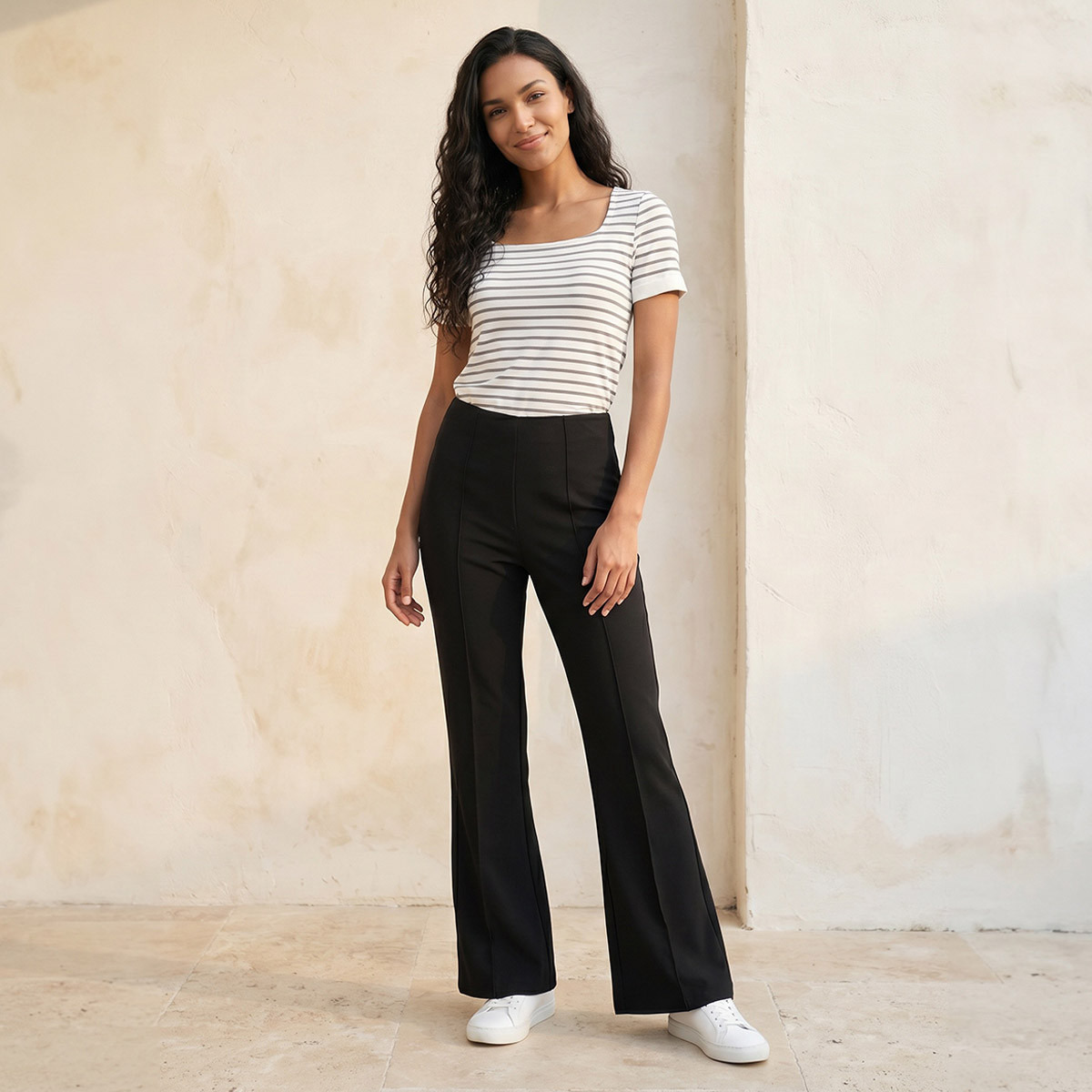 Splash Youth Mid-Rise Pants Flared Hem-women-clothing-trousers-image-3