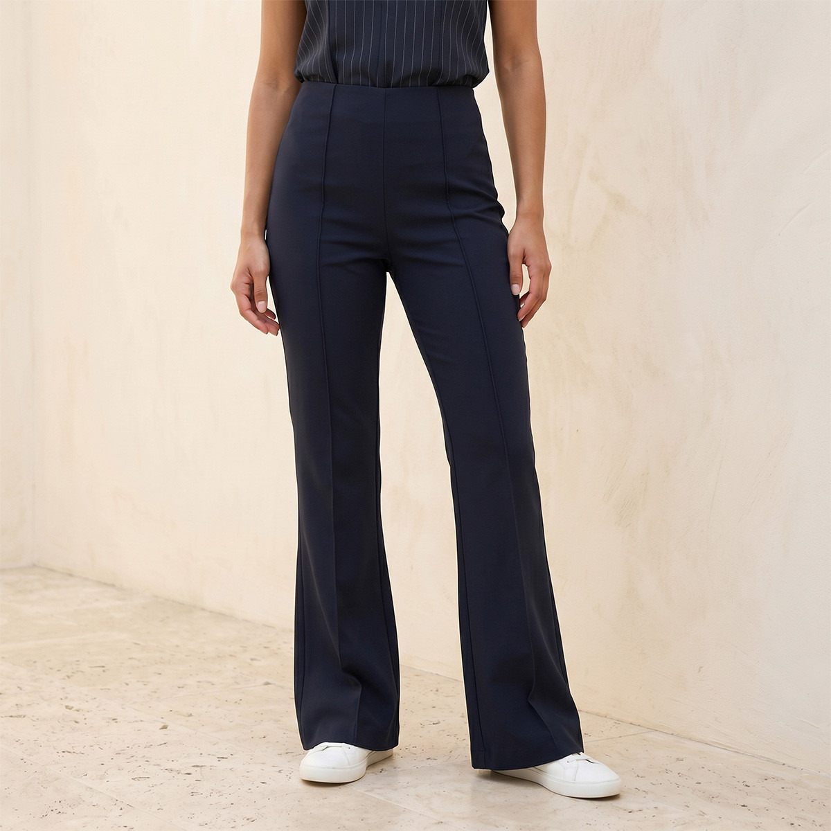 Splash Youth Mid-Rise Pants Flared Hem-women-clothing-trousers-image-1