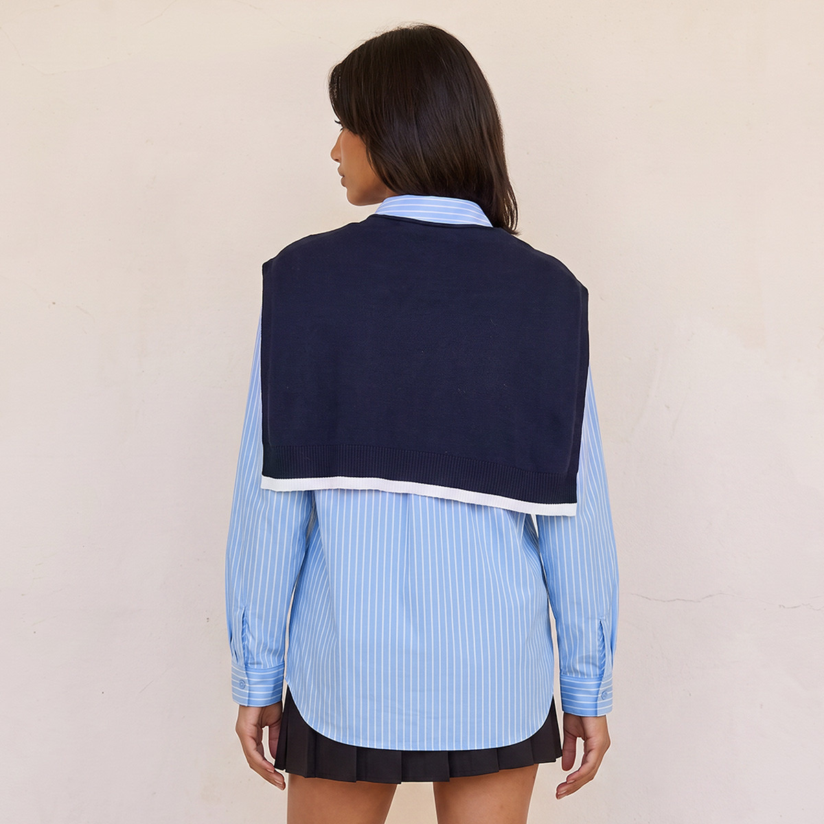 قميص مقلم بزينة كارديجان وهمي من سبلاش يوث-women-clothing-shirtsandblouses-shirts-image-4