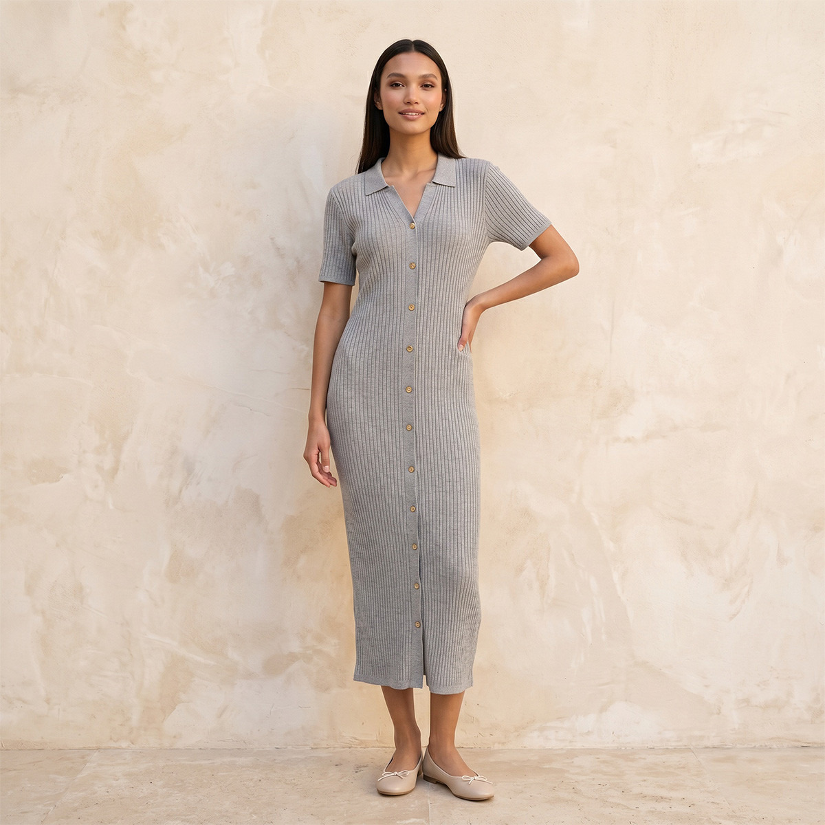 فستان بوديكون مضلّع بياقة عادية من سبلاش يوث-women-clothing-dresses-image-1