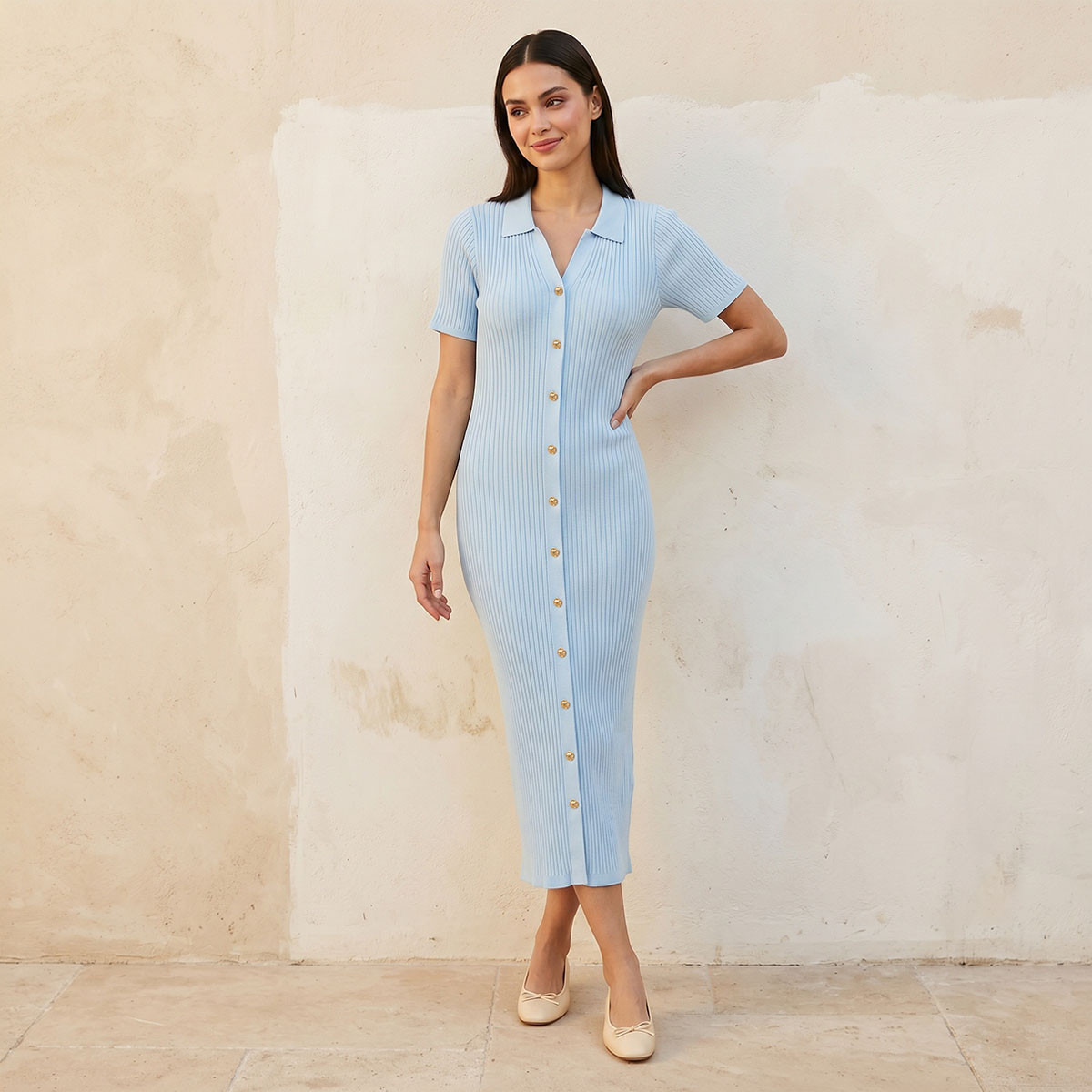 فستان بوديكون مضلّع بياقة عادية من سبلاش يوث-women-clothing-dresses-image-1